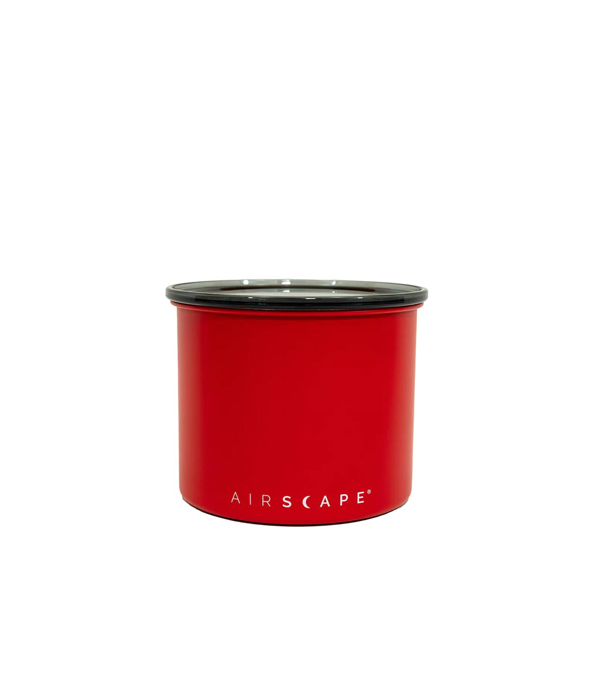 Recipiente para guardar café herméticamente de color rojo de la marca Airscape con capacidad para 250 gramos