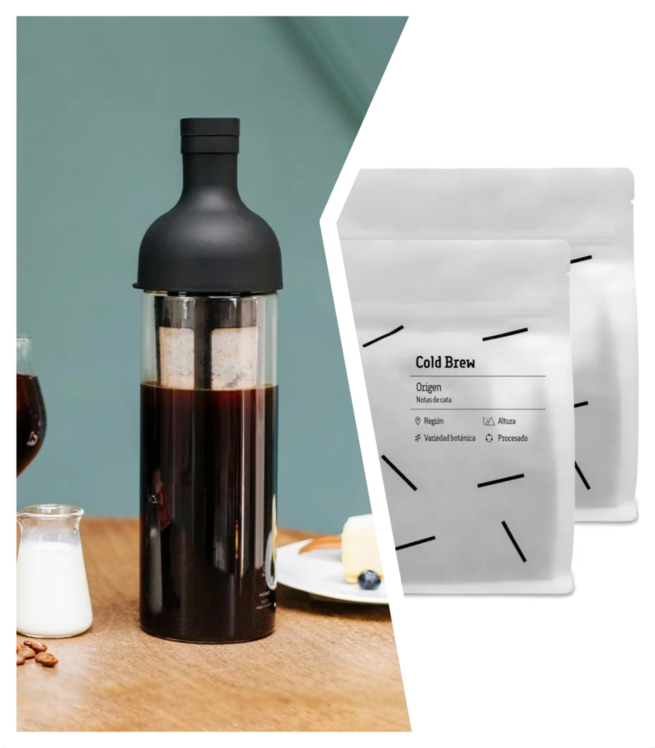 Pack Hario Botella con filtro + 2x250gr café Cold Brew