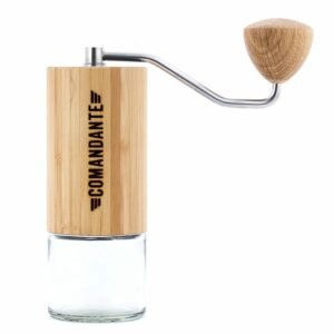 Comandante Hand Grinder is a powerful, hand coffee grinder, with an advanced conical burr set design with a stainless steel body and high-nitrogen martensitic steel burrs.