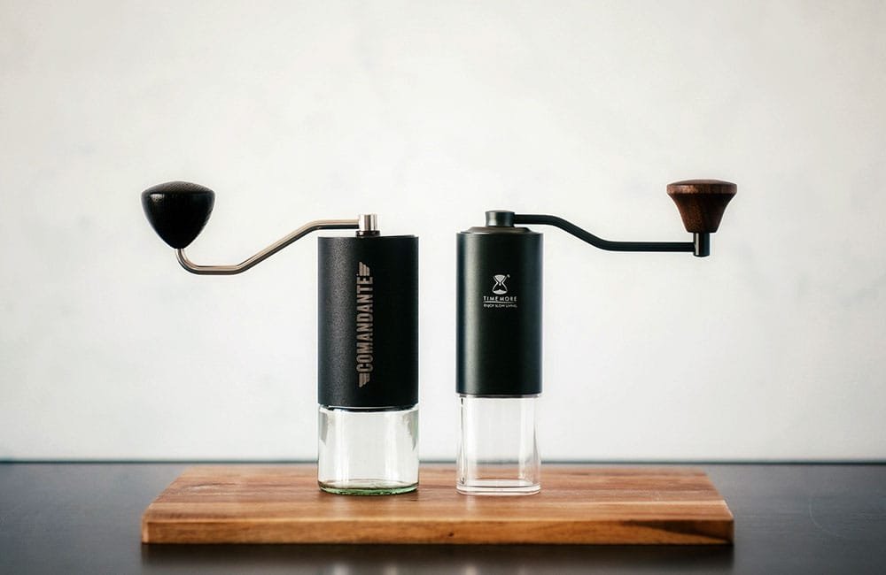 Commander and Timemore brand manual coffee grinders