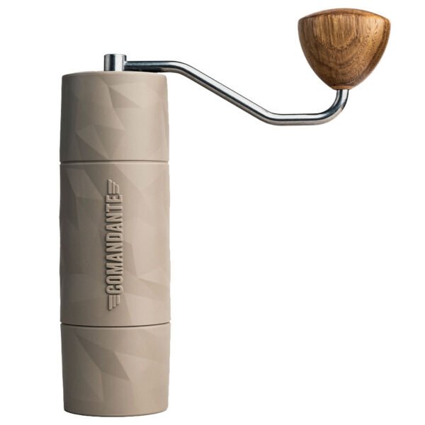 Comandante Hand Grinder C40 X25 Trailmaster Dune is a powerful, hand coffee grinder, with an advanced conical burr set design with a stainless steel body and high-nitrogen martensitic steel burrs.