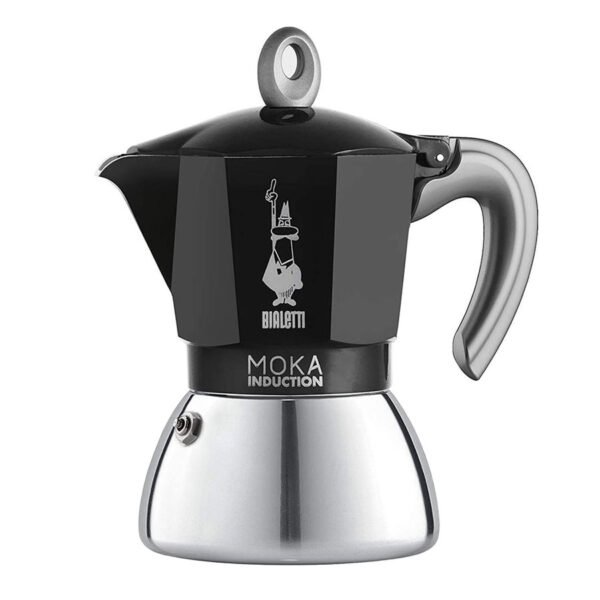 Black Bialetti Induction Moka Coffee Maker for 4 Cups